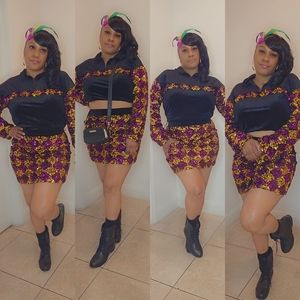 Sequin Skirt Set💜🖤💛
